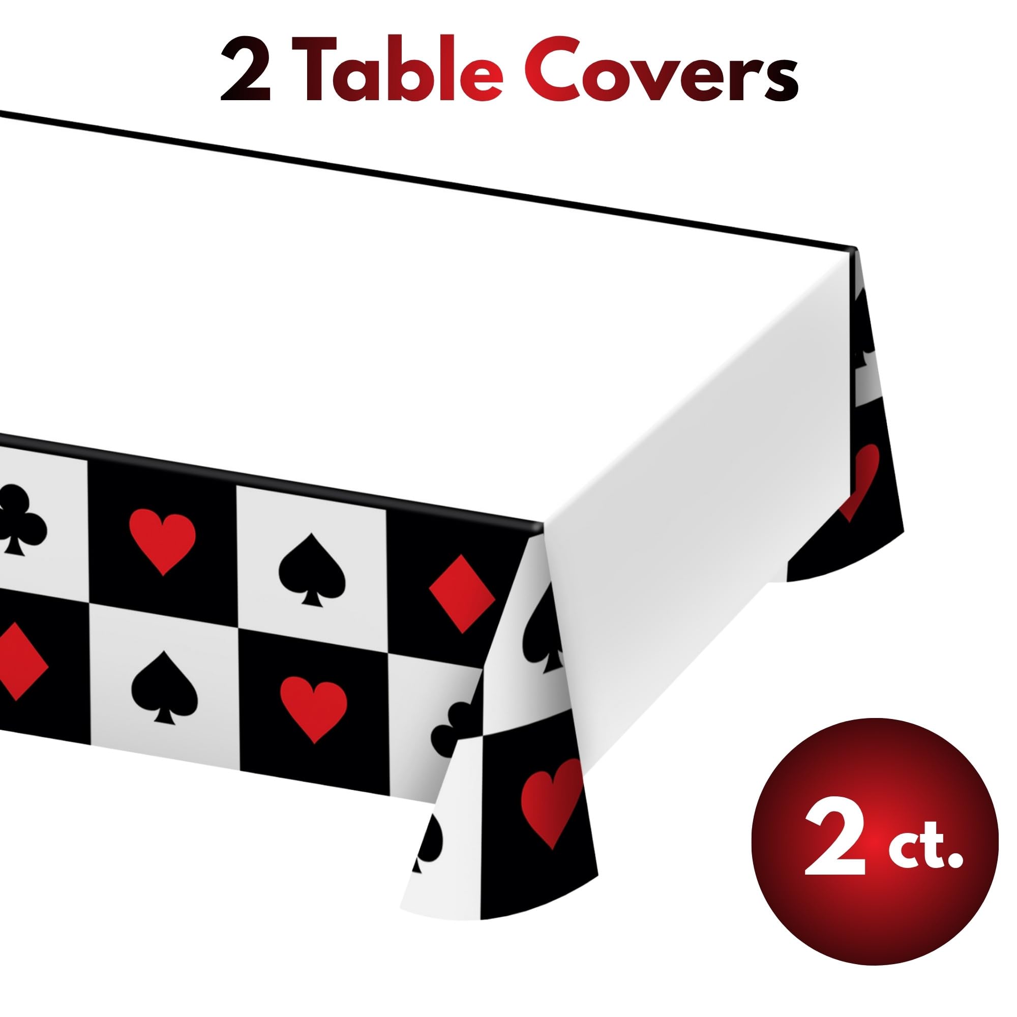 Carta per feste, casinò Poker, e magiche feste, copertine per tavolo da notte, rosso, nero e bianco (confezione da 2)