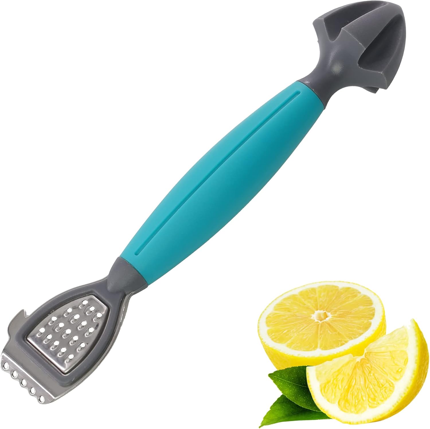 Lemon Zester Bar Tool 3 in 1, Citrus, Lime Zester, Reamer and Grater with a Soft-Touch Handle, Compact for Easy Storage and Dishwasher Safe (Blue) Lemon Zester Bar Tool 3 in 1, Citrus, Lime Zester, Reamer and Grater with a Soft-Touch Handle, Compact for Easy Storage and Dishwasher Safe (Blue)