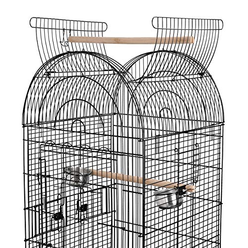 SUPER-DEAL-635-Rolling-Bird-Cage-Large-Wrought-Iron-Cage-for-Cockatiel-Sun-Conure-Parakeet-Finch-Budgie-Lovebird-Canary-Medium-Pet-House-with-Rolling-Stand-Storage-Shelf
