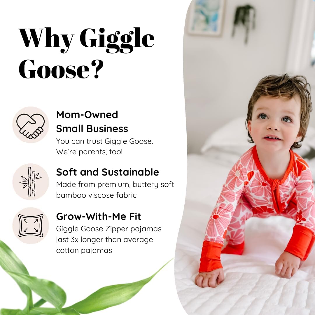 Giggle Goose 2-Way Zipper Baby Pajamas - Viscose from Bamboo Infant Footless Pajamas w/Mitten Cuffs Sleepers for Boys & Girls - Image 2