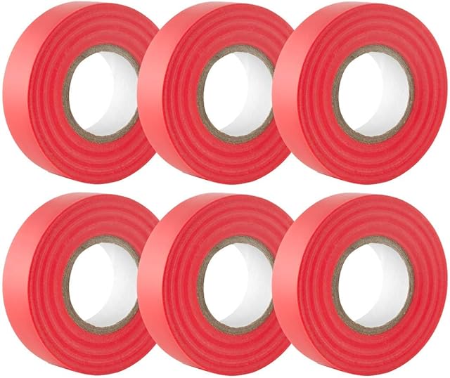 GTSE Red Electrical Tape, 19mm x 20m, Strong Self-Adhesive PVC Insulation Tape for Insulating, Repairing and Protecting Electrical Wires, 6 Rolls