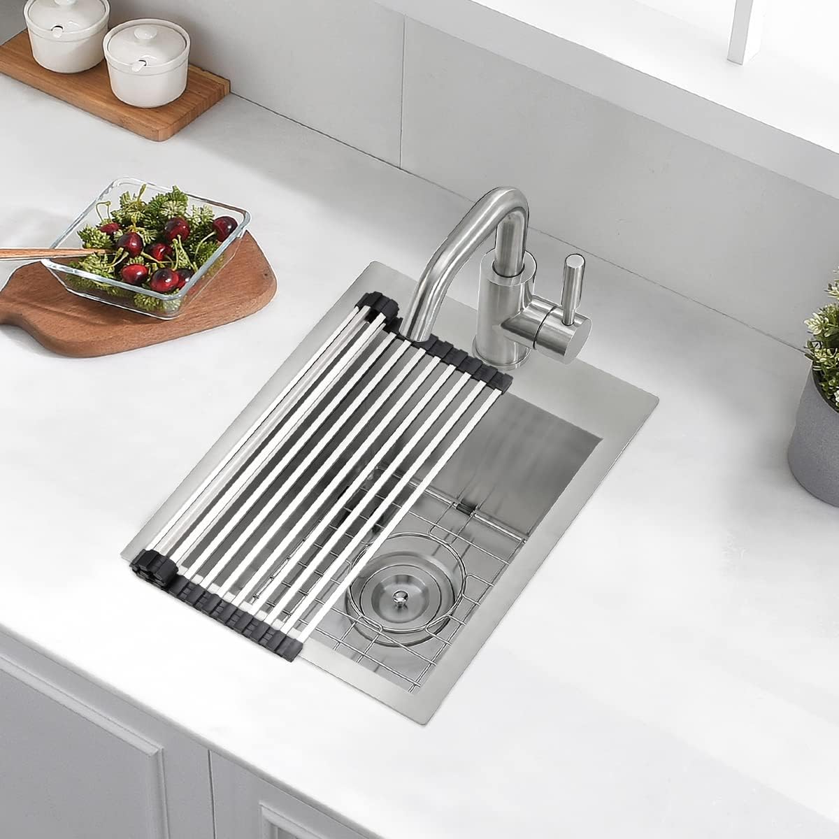 15 Inches Drop In Stainless Steel Kitchen Bar Sink, Luckyhorse 15” x 18” x 10” 18 Gauge Stainless Steel Kitchen Outdoor Sink RV Sink LH019LQ