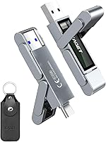 EAGET 512GB USB-C Dual-Port SSD Flash Drive, 560MB/s USB 3.2 Thumb Drive for iPhone 15/16 Pro, Android, Mac, PC, PS5 - Durable Metal Body