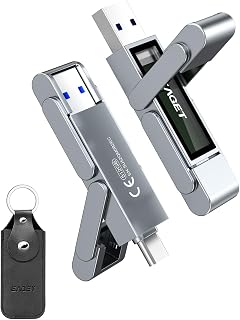EAGET 512GB USB-C Dual-Port SSD Flash Drive, 560MB/s USB 3.2 Thumb Drive for iPhone 15/16 Pro, Android, Mac, PC, PS5 - Durable Metal Body