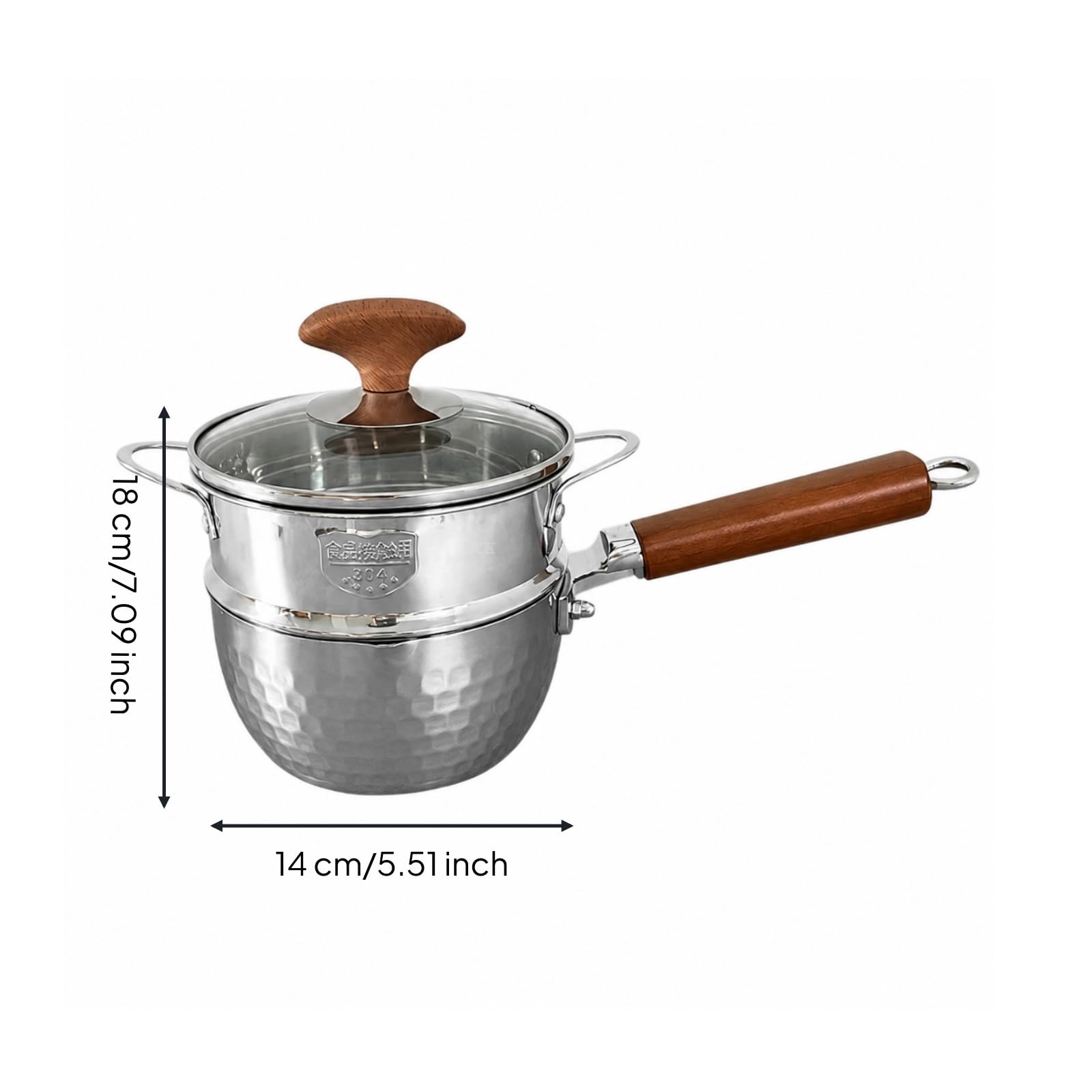 predolo Casserole En Acier Inoxydable 316 Panier Vapeur Résistant à la Chaleur Casserole Revêtement Intérieur pr Cuisine Quotidienne, 14CM