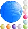 Time to Sparkle Tissue Paper Round Lanterns LampShade Lamp Shade Wedding Birthday Party Decoration | Royal Blue, 10