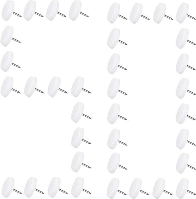 MaYuLa 50Pcs Furniture Pads Furniture Nail Feet Nylon Chair Feet Leg Floor Protectors 20mm for Sofa Desk Table Leg Stools Wooden Furniture Legs