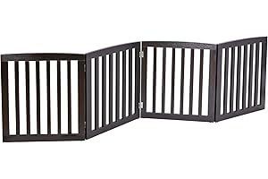 ZENY Freestanding Pet Gate for Dogs - 4 Panels Indoor Foldable Dog Fence