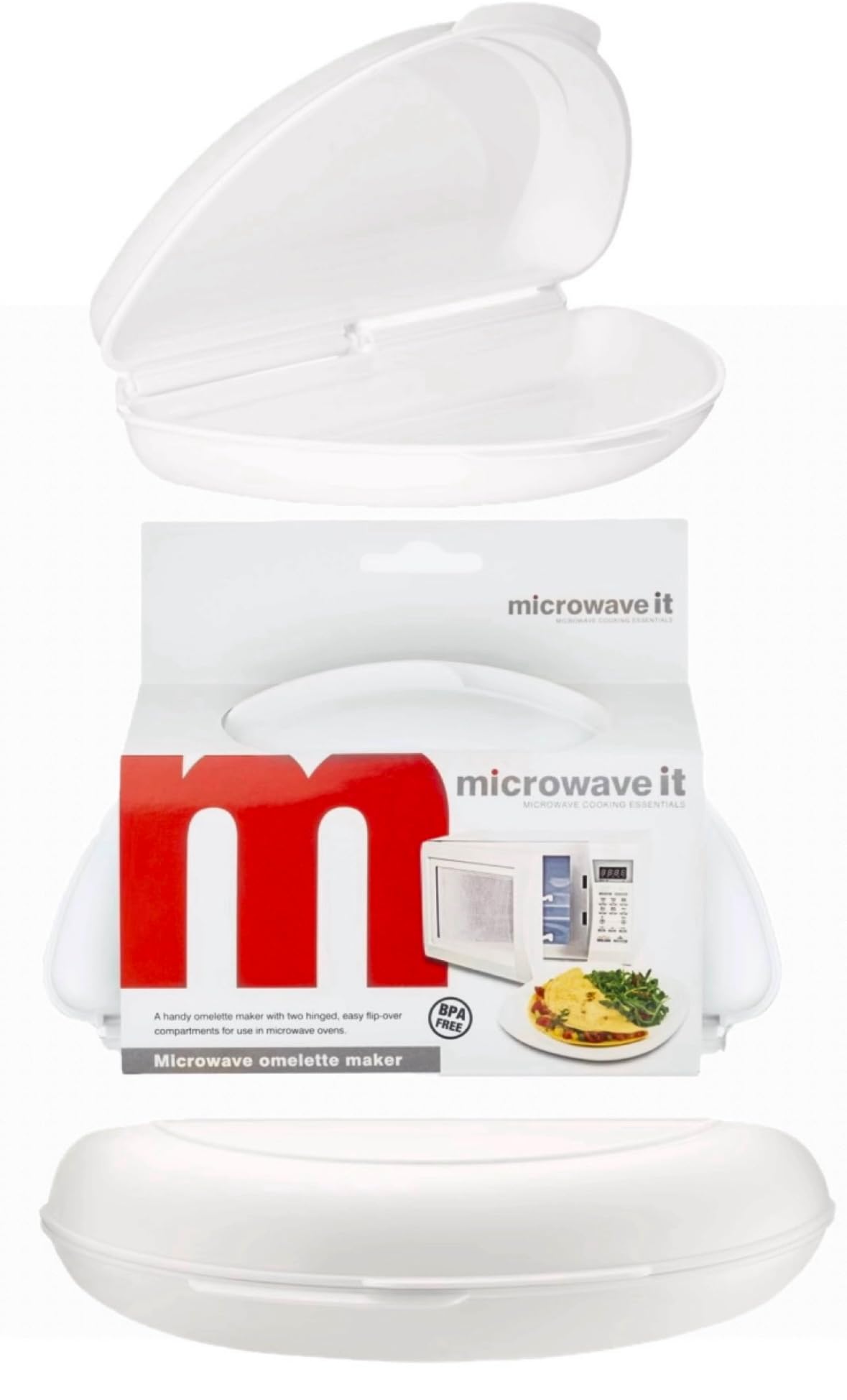 Home Fittings ® Microwave It Omelette Maker, Easy Cook Egg Maker, Easy to Clean Stain Free, 25 x 13 cm, White