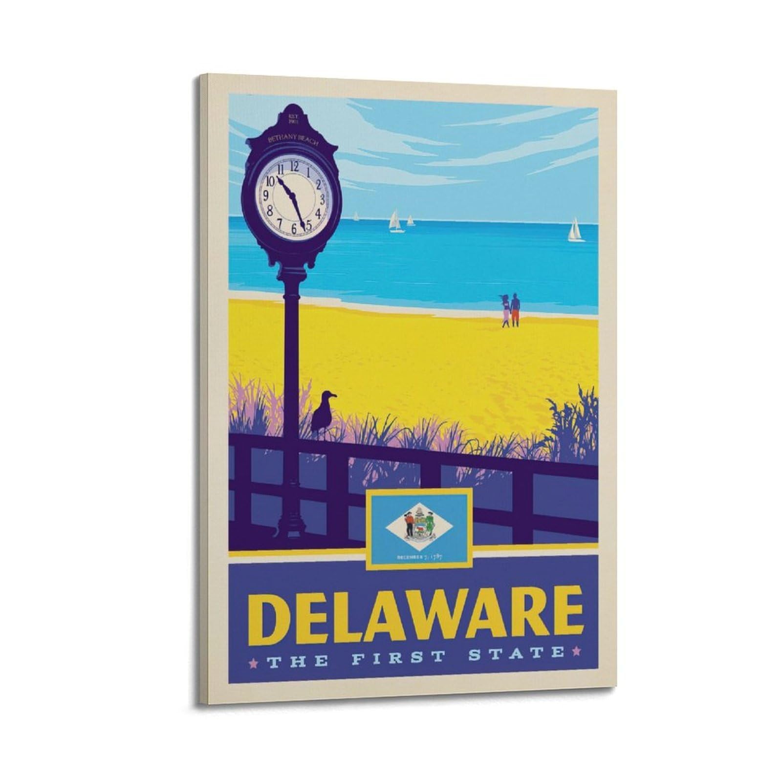 DLJGDS Vintage Travel Posters Delaware State Pride Decorative Painting Canvas Wall Posters And Modern Family Bedroom Decor 24x36inch(60x90cm)