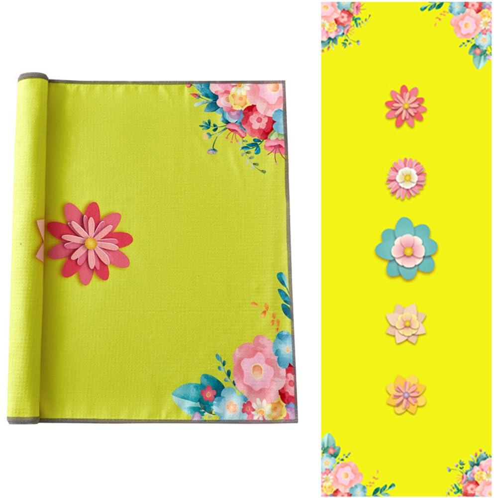 Morbuy Non Slip Yoga Mat Towels, Microfiber Super Soft Mesh Carrying Bag Sweat Absorbent Quick Dry Pilates Mat Towel Eco Friendly (183x63cm,yellow flowers) — image 1