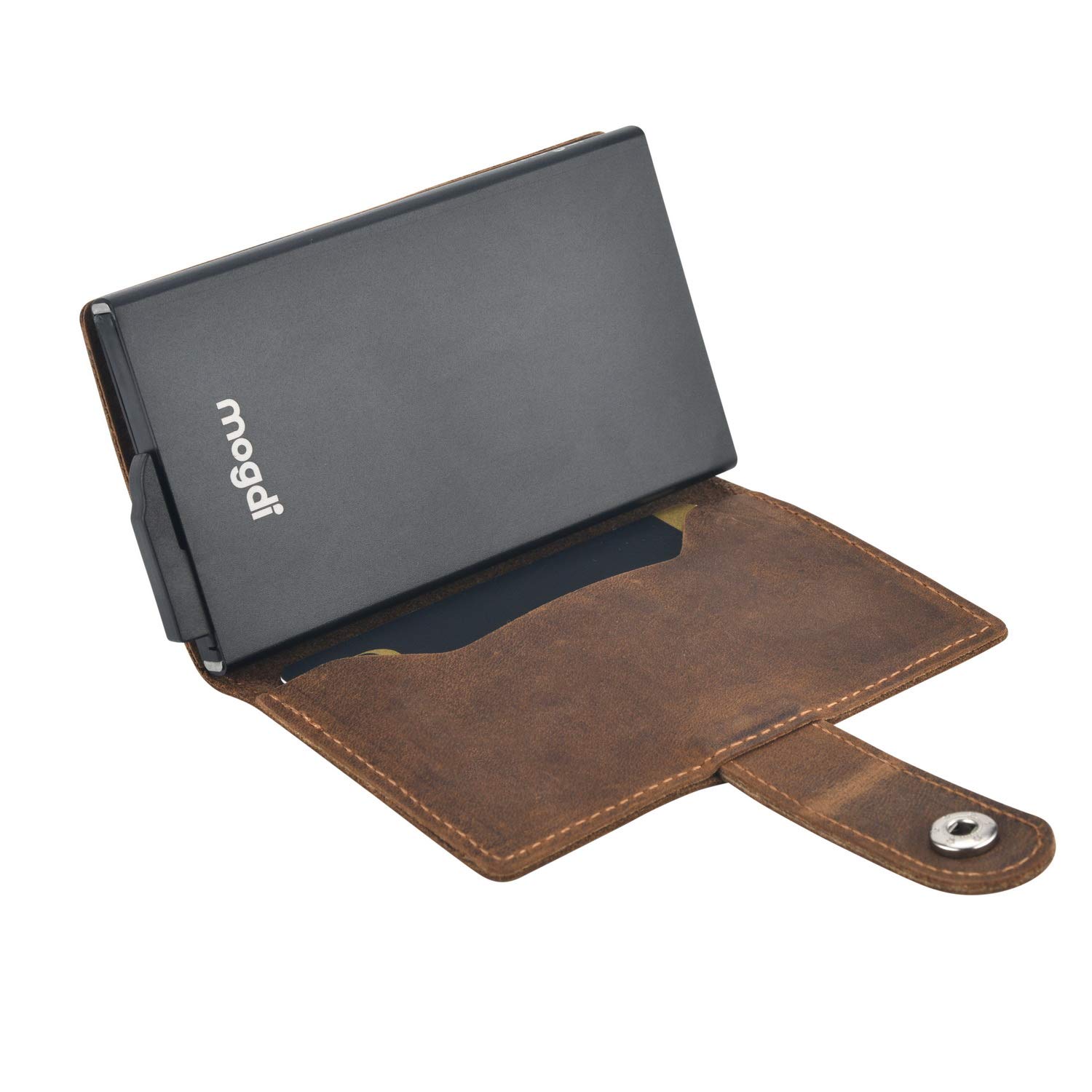 Mini Premium Herren Geldbörse, RFID/NFC Schutz, Slim Wallet mit Münzfach, Druckknopf & Kartenetui, aus A++ Echtleder, bis zu 6 Karten, Business Portmonee für Männer
