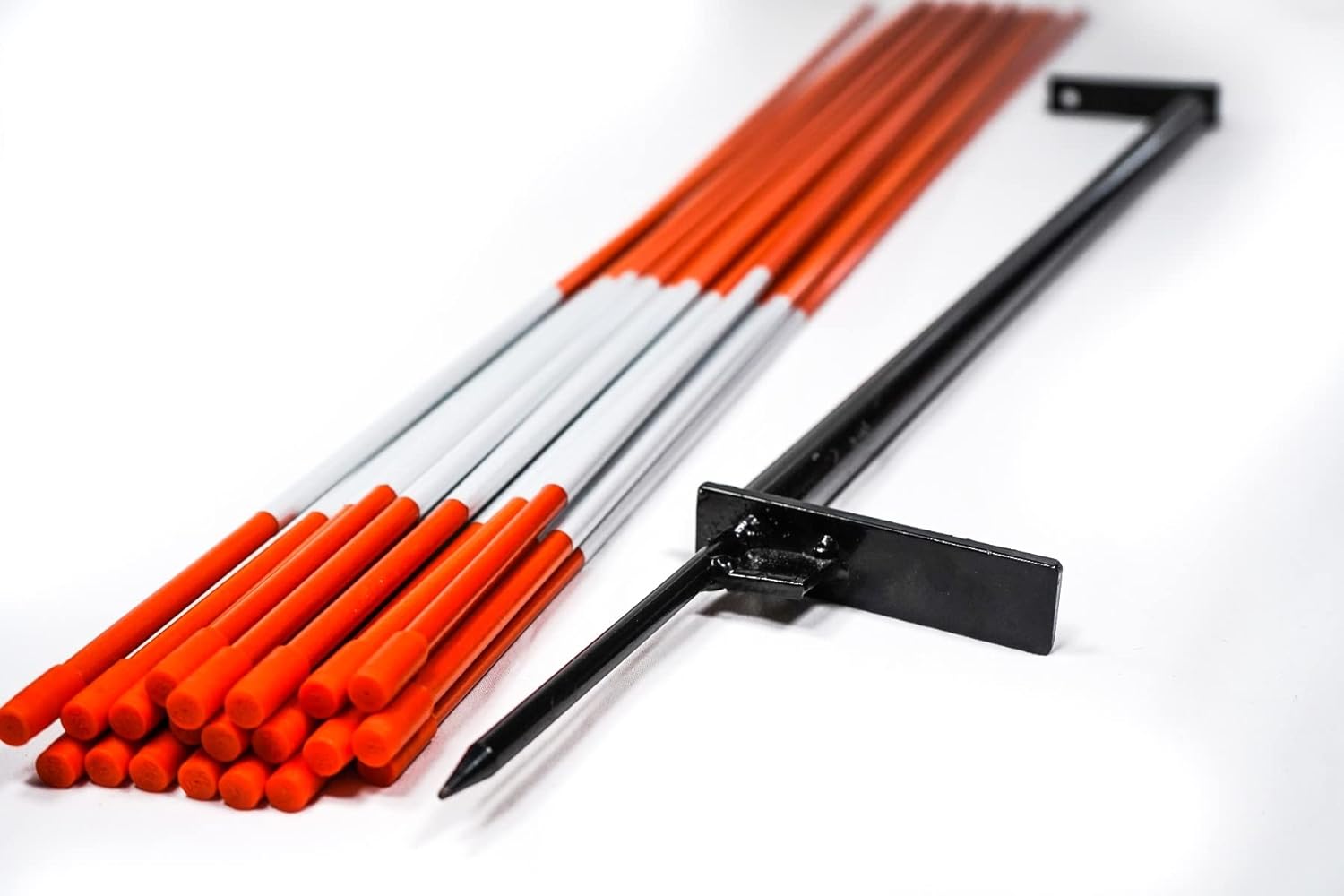 Powder Coated Steel Install Tool – Reflective Driveway Marker Installation Tool (Stakes NOT Included) with Kick Plate,6" Spike, Hollowed End for Slide Hammer Application (Diameter:5/16”)