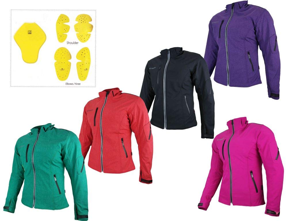 HEYBERRY Damen Soft Shell Motorradjacke Roller Protektoren S bis XXL