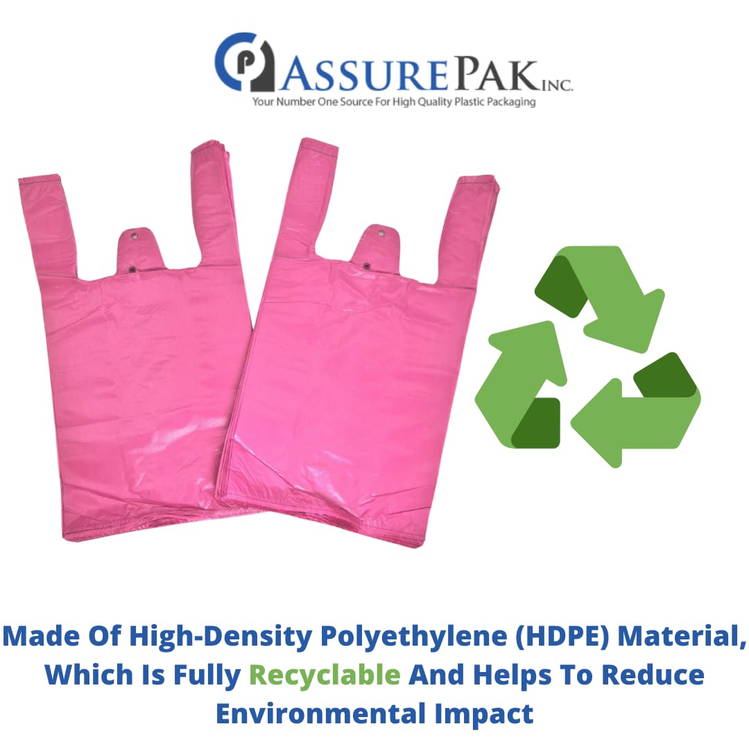 Burgundy Colored Unprinted Plastic T-Shirt Bags - 1/10 BBL 8"X4"X15" - 1500 Bags - 14 microns - Burgundy - For Retail, Commercial, Home