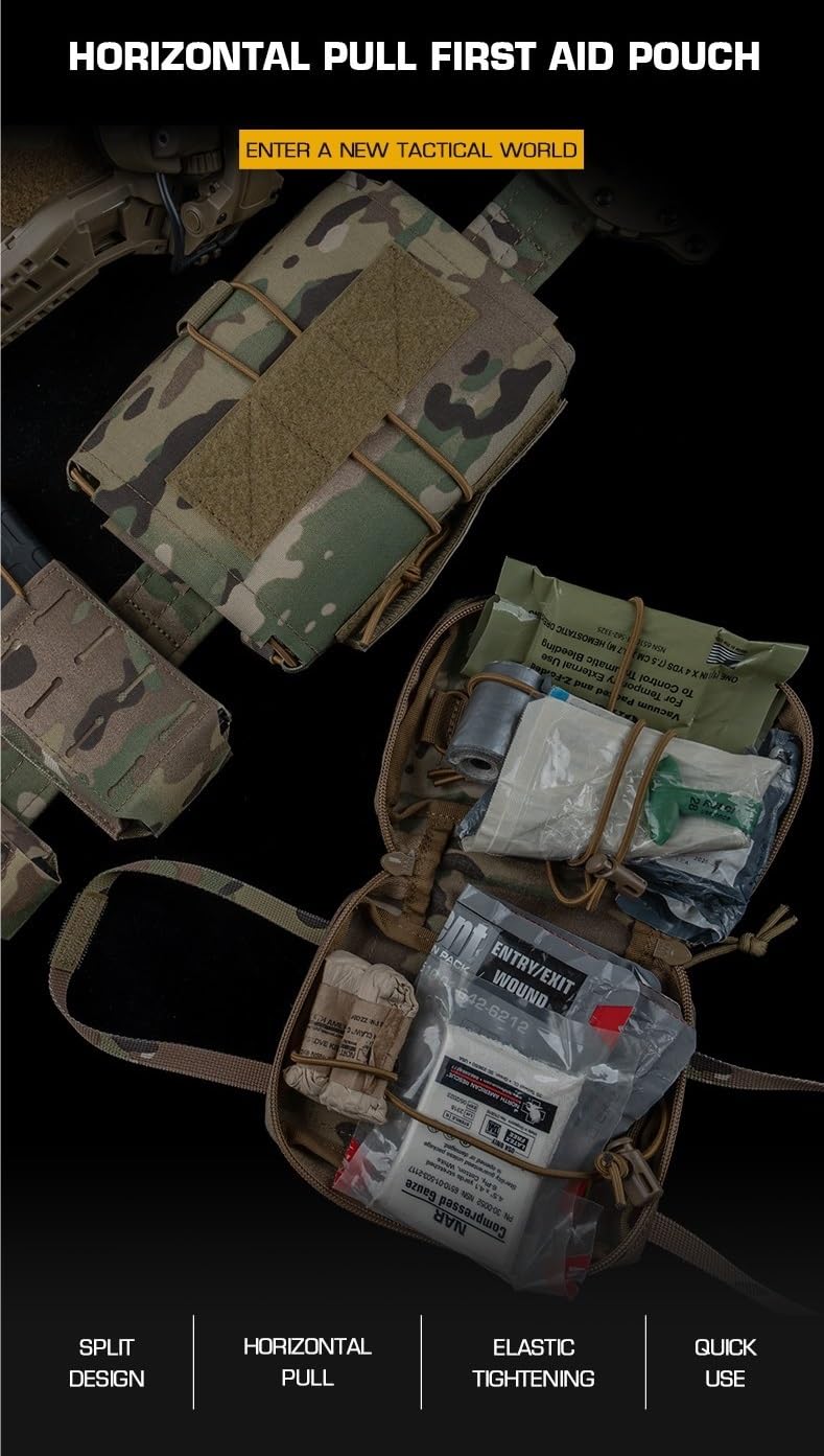 Táctica Rip Away Al Aire Libre Bolsa Médica, Molle Y Cinturón Primeros Auxilios IFAK Kit Pack, Horizontal Tear Off Emergencia Supervivencia Bolsa Dos Piezas Sistema Rollo