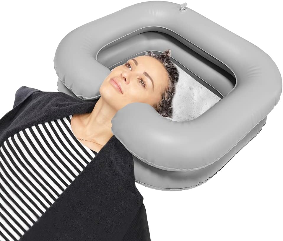 Inflatable Shampoo Basin,Portable Hair Wash Shampoo Bowl for Hair Washing in Bed,Washing Sink for Bedridden,Disabled,Elderly (Light Grey) : Health & Household
