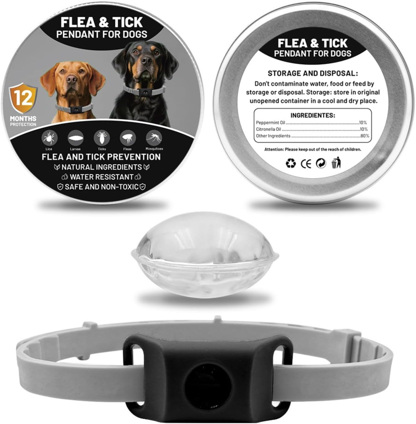 Fursure Dog Pendant 2.0, Dog Accessories—A Waterproof Charm Designed for Collars, Safe for All Dog Breeds (Black)