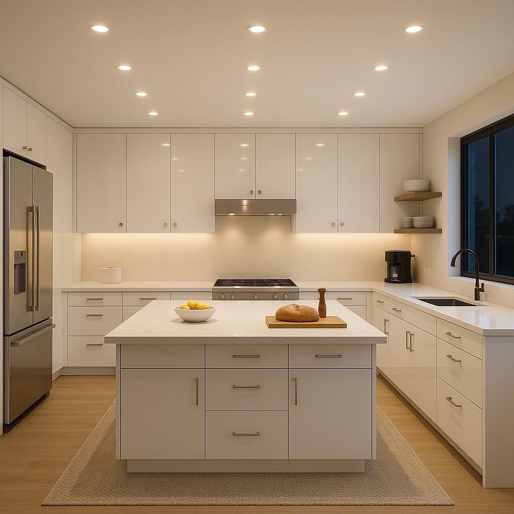 LED Einbaustrahler Möbel 12V 3W – 3er Set mit Trafo, Kabelbaum & Netzstecker – Plug & Play Spots warmweiß 3000K – Ø65 mm, 55–60 mm Einbauloch – flache LED Einbauleuchten für Möbel in Küche & Schrank