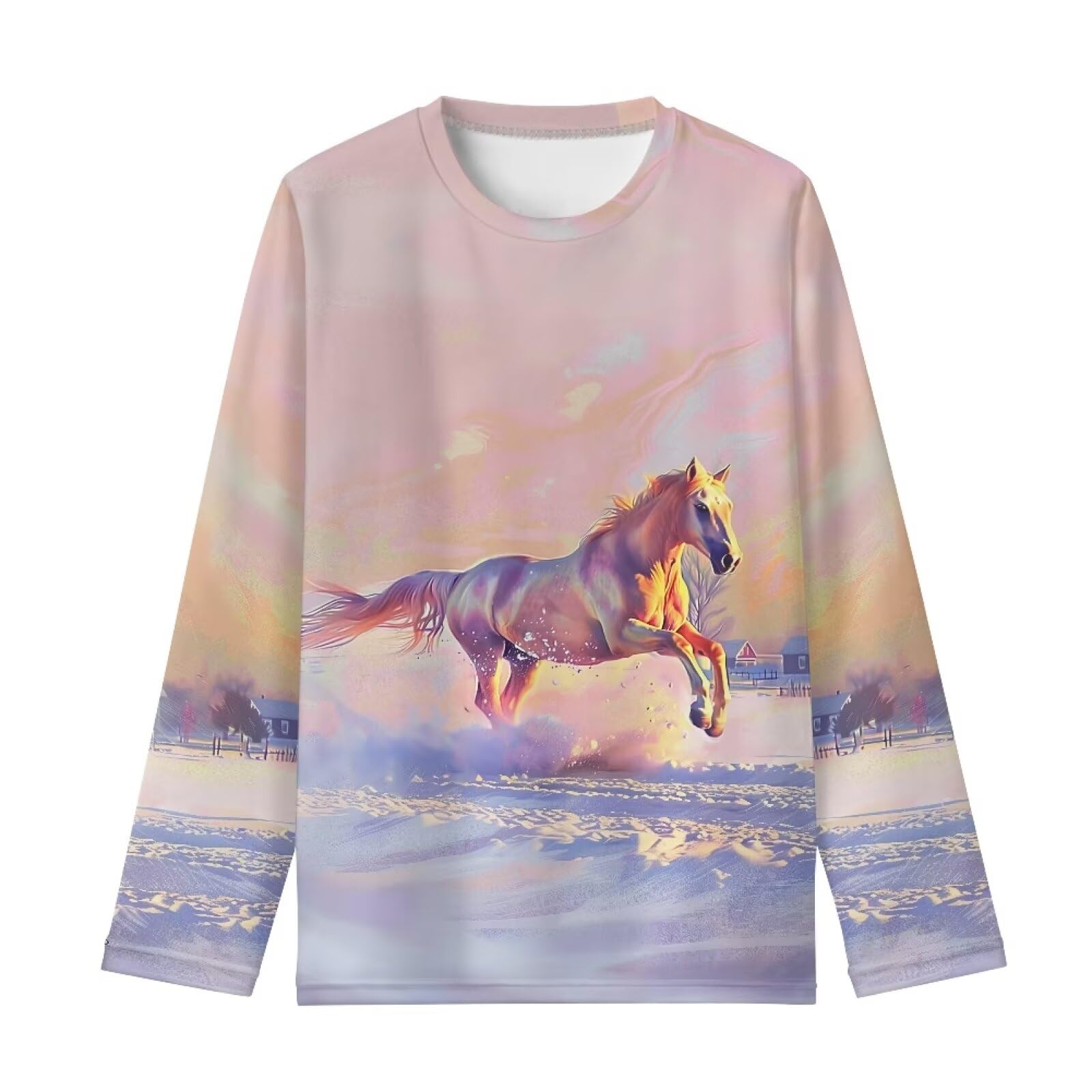 Girls Long Sleeve Shirts Casual Crewneck Soft T-shirts for Girls 3-16 Years Old