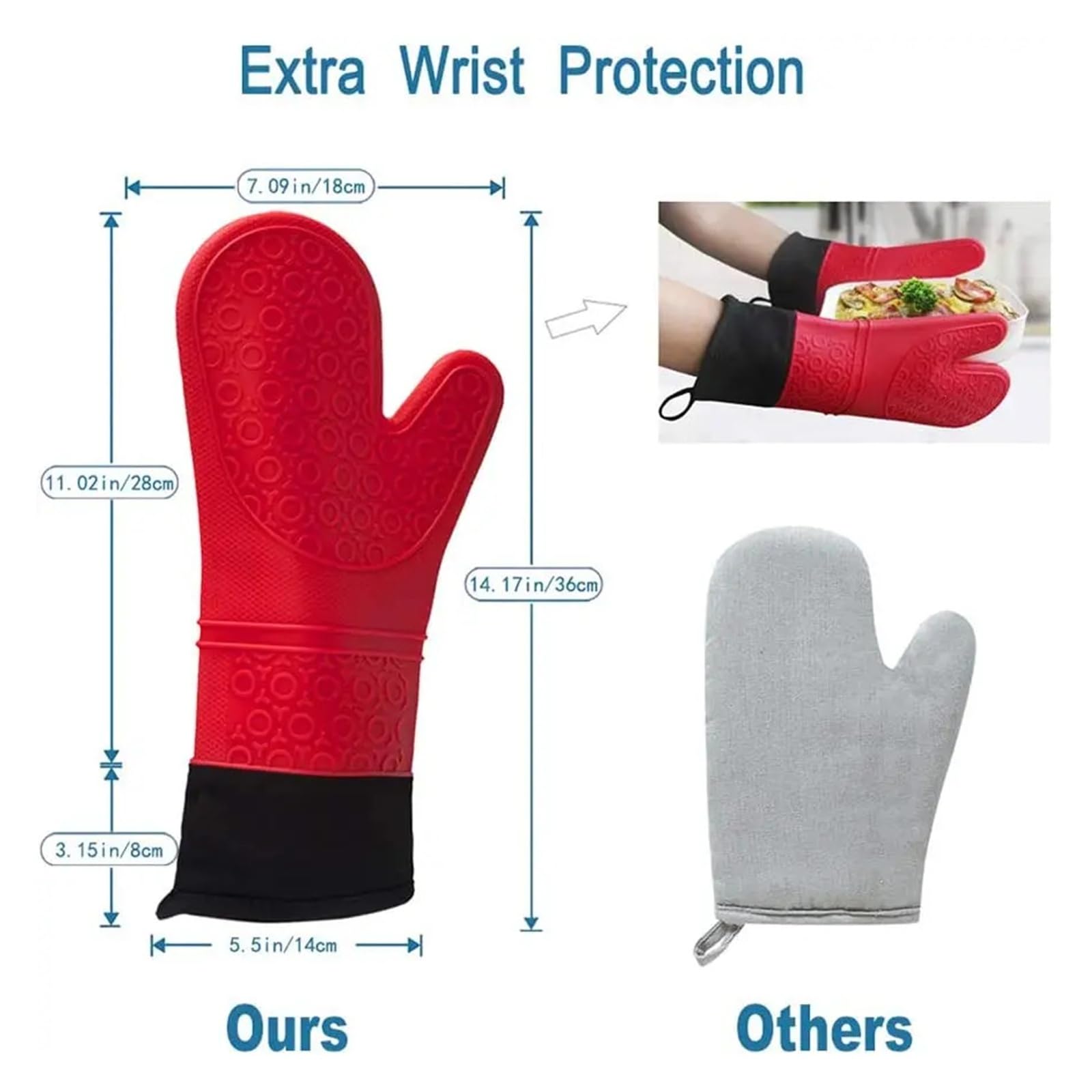 1/2 Guantes Profesionales for Horno para Asar, Cocinar