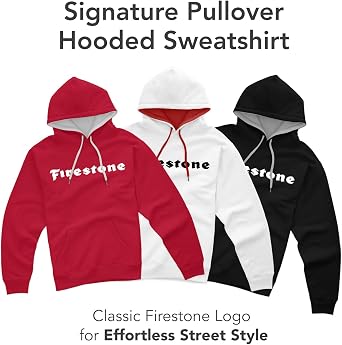 Firestone Apparel Pullover Hoodie - Fashion Hooded Sweatshirt with Logo Print Lightweight, Soft Comfort Fleece