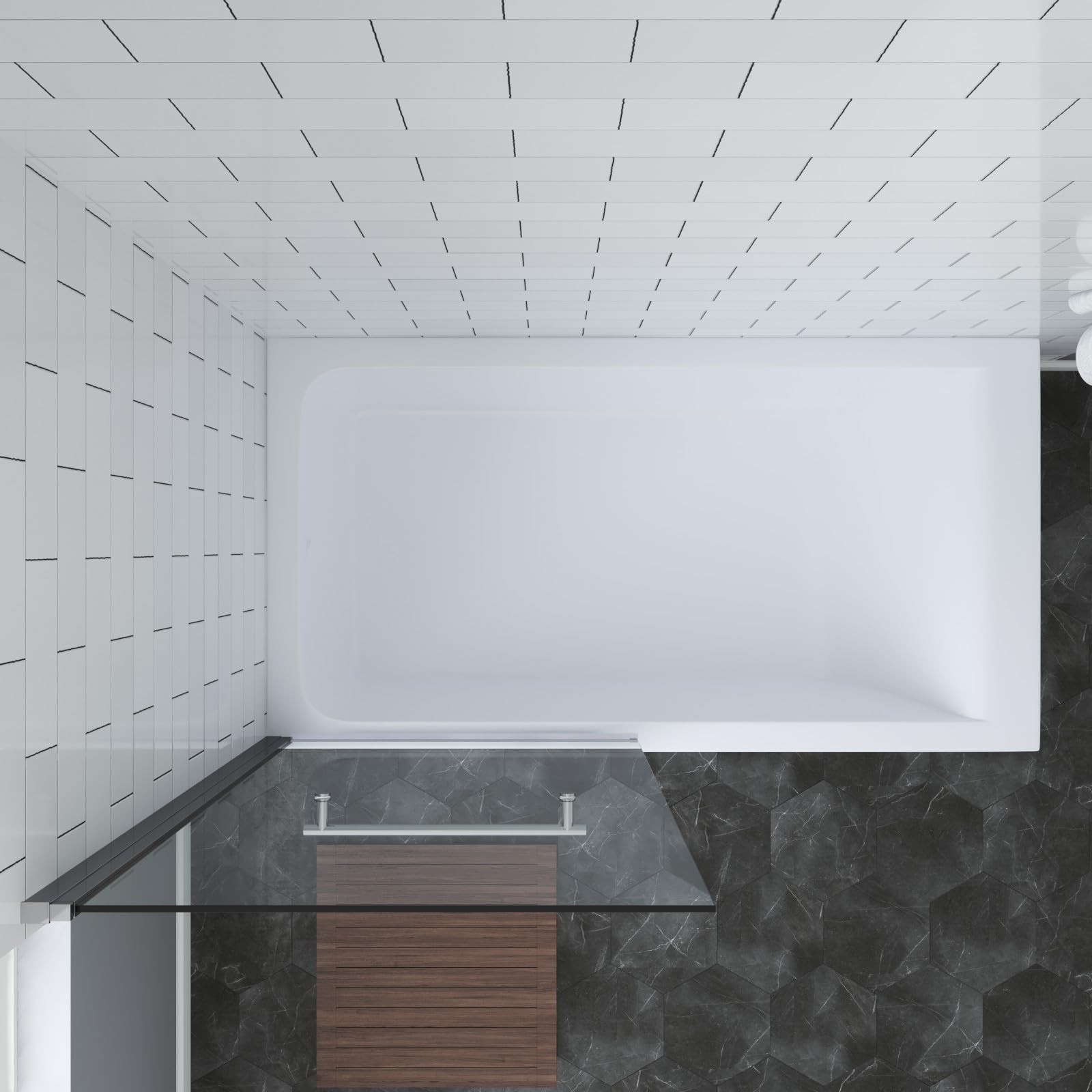 AQUABATOS Duschwand für Badewanne 1-Teilig mit Handtuchhalter 80 x 150 cm Badewannenaufsatz Duschabtrennung Duschtrennwand Sicherheitsglas 8 mm klar mit NANO-Beschichtung Chromoptik