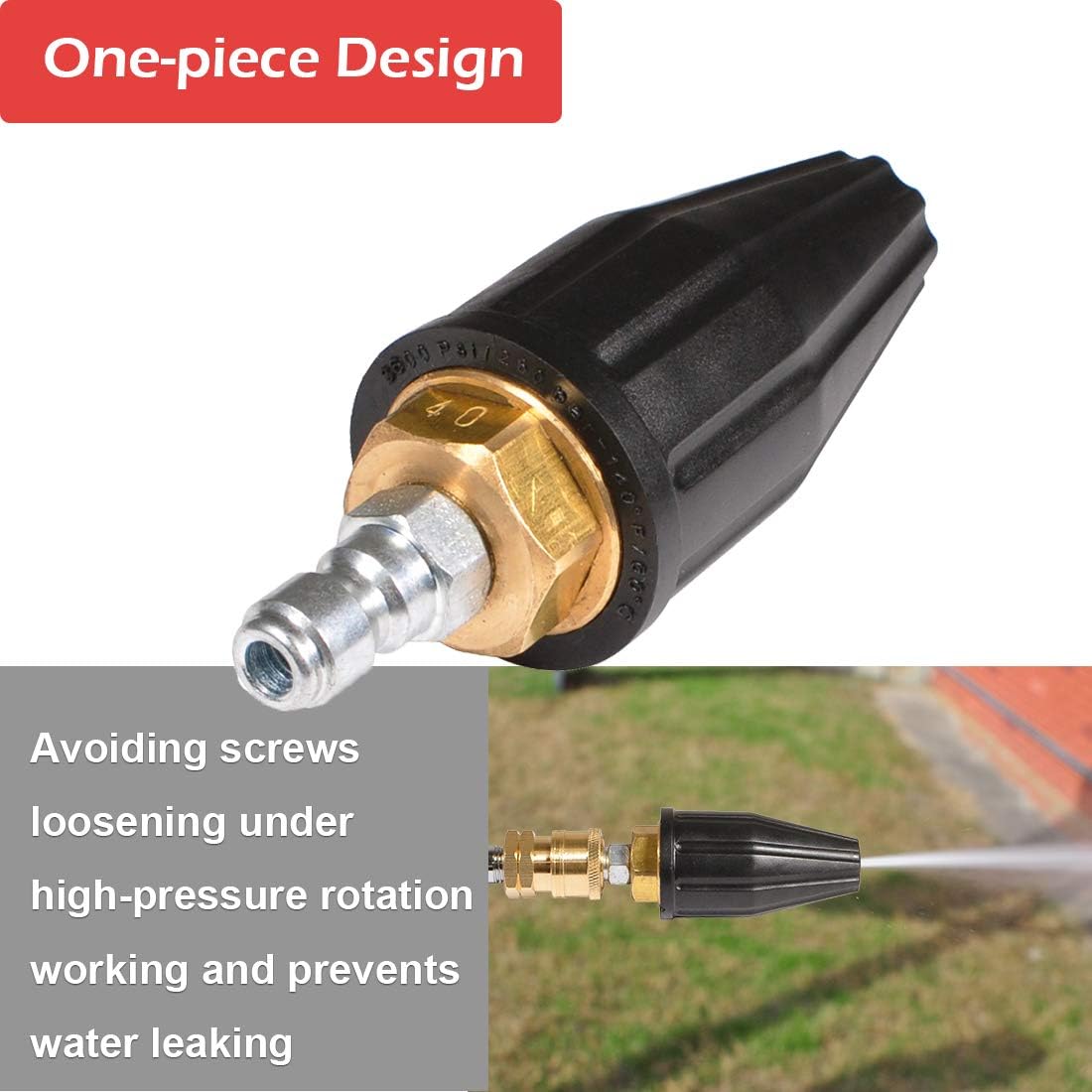 YAMATIC 4.0 GPM Turbo Rotating Spray Nozzle 360° Rotating Turbo 4000 PSI Max. 5000 PSI For Pressure Washer with 1/4" Quick Connector : Patio, Lawn & Garden