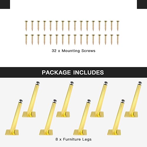 Miniatura 2 de Juego de 8 patas ajustables para muebles de 10 pulgadas, patas de mesa oblicuas de metal, patas de sofá, patas de mesa auxiliar, patas de silla,