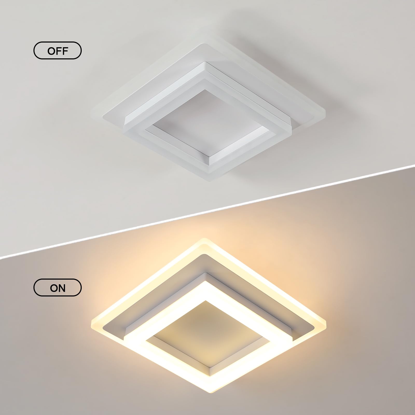 SENQIU LED Ceiling Light, 24W 2700LM Modern LED Ceiling Lights, Acrylic Square Led Ceiling Lamp for Bedroom Living Room - Image 2