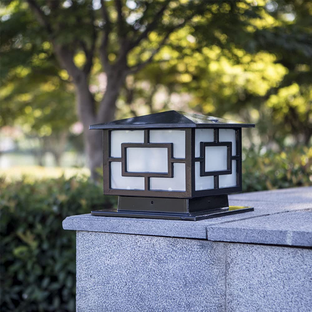 Mengjay Trade Lámpara de Sobremuro Exterior en Aluminio - Pedestal Moderno de Jardín Impermeable Cuadrado E27 para Patio, Terraza y Caminos, Negro