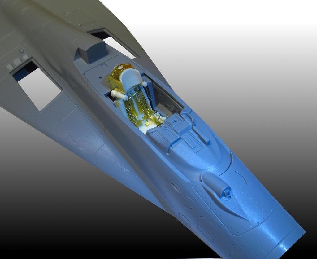 Assembled ejection seat installed in a model aircraft fuselage