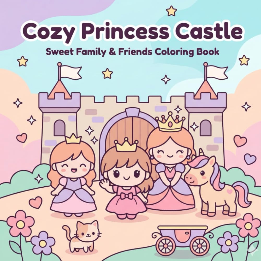 Cozy Princess Castle Coloring Book: Sweet Family & Friends, Cute Kawaii Castle Scenes + Fun Activities for Kids Ages 3–8 (Sweet Princess & Friends Castle Adventures)