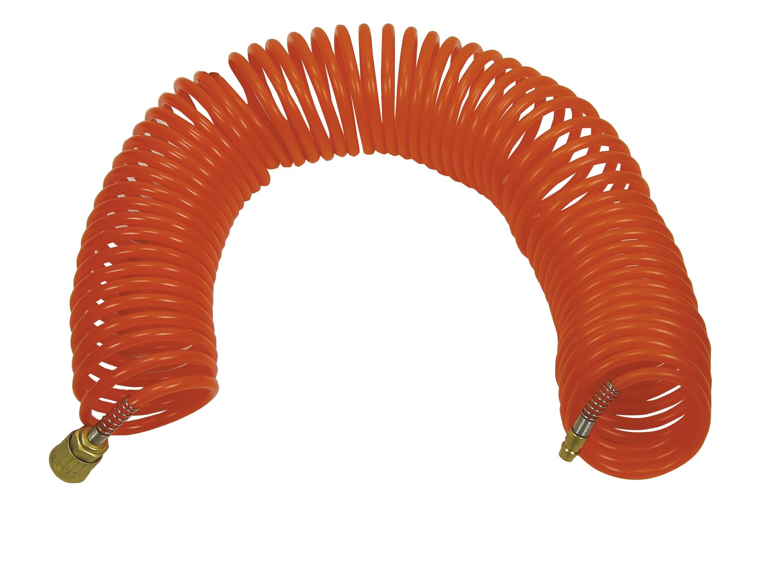 ABAC Manguera espiral para aire comprimido, diámetro exterior 8 mm y diámetro interior 6 mm. Completo con accesorios universales de acoplamiento rápido en los extremos. Longitud 15 metros