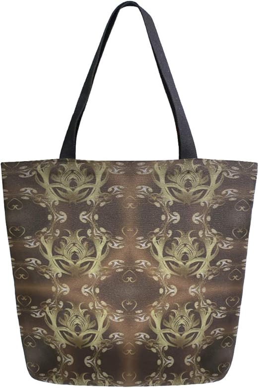 La bolsa de asas de lona hacer a mano oro marrón metálico arte modelo