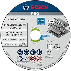 Bosch Disco de Corte PRO StainlessSteel&Metal 76mm Reto, 5un