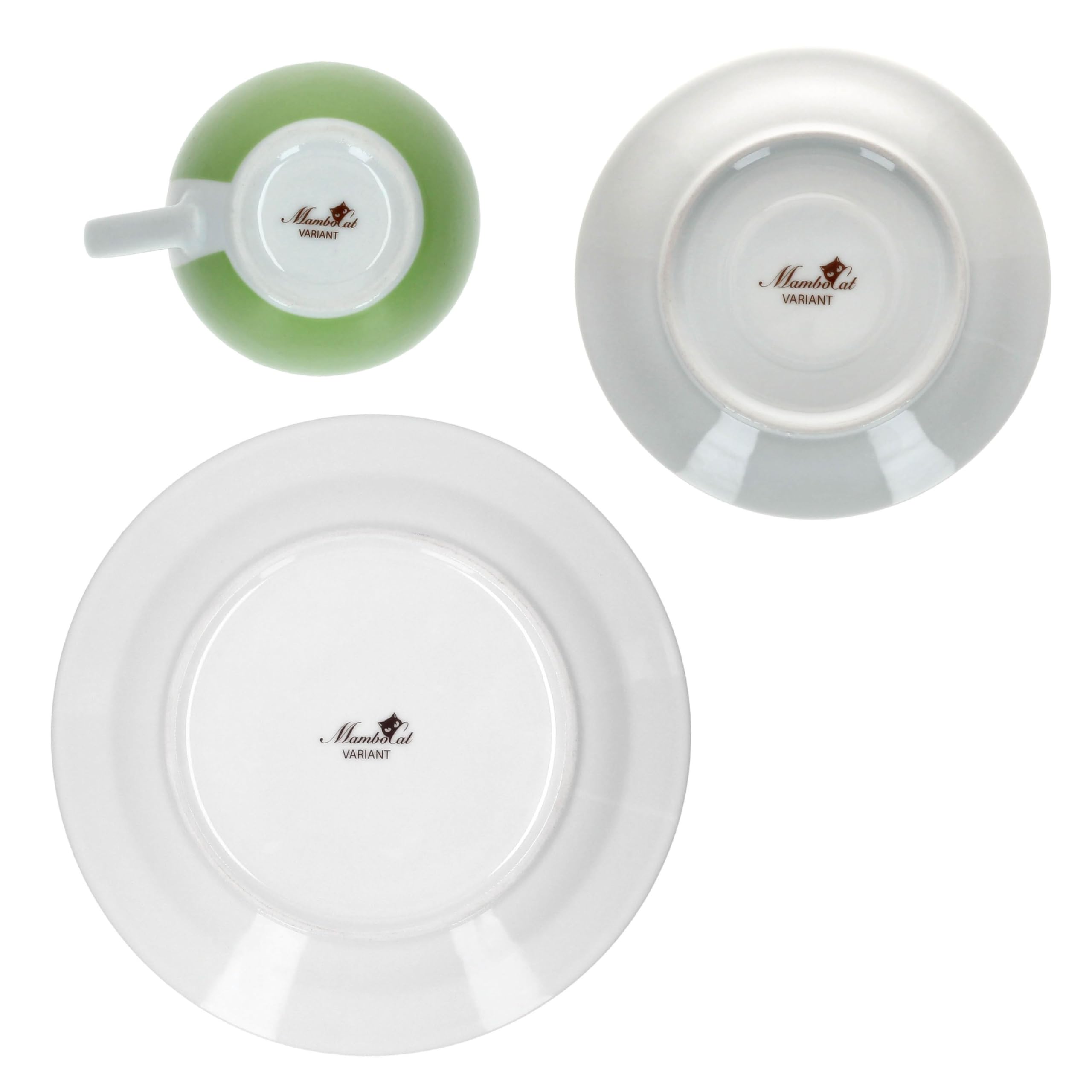 MamboCat Variant Grün 18tlg Kaffeeservice I farbige Porzellan-Kaffeeset für 6 Personen I Je 6X Kaffeetassen 200ml, Untertassen & Kuchenteller I buntes Geschirr für Frühstück & Kaffee