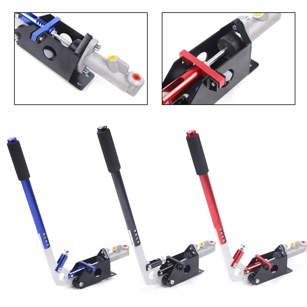 Freno de mano hidráulico universal Fly Off Rallye Drift Horizontal Handbrake Vertical Handbrake tumbado de pie Rally 50 x 24,1 cm aleación de aluminio (rojo)