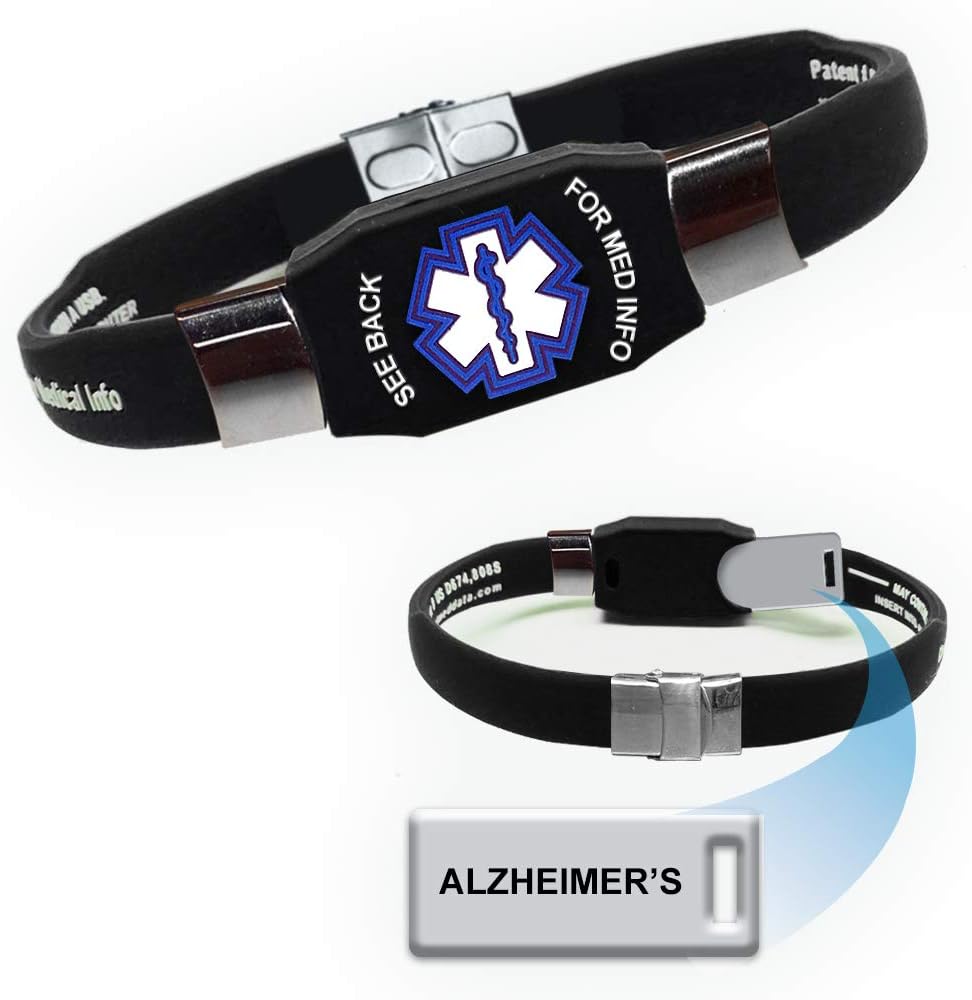 "Alzheimer's" Elite Medical Alert ID Bracelet for Men and Women