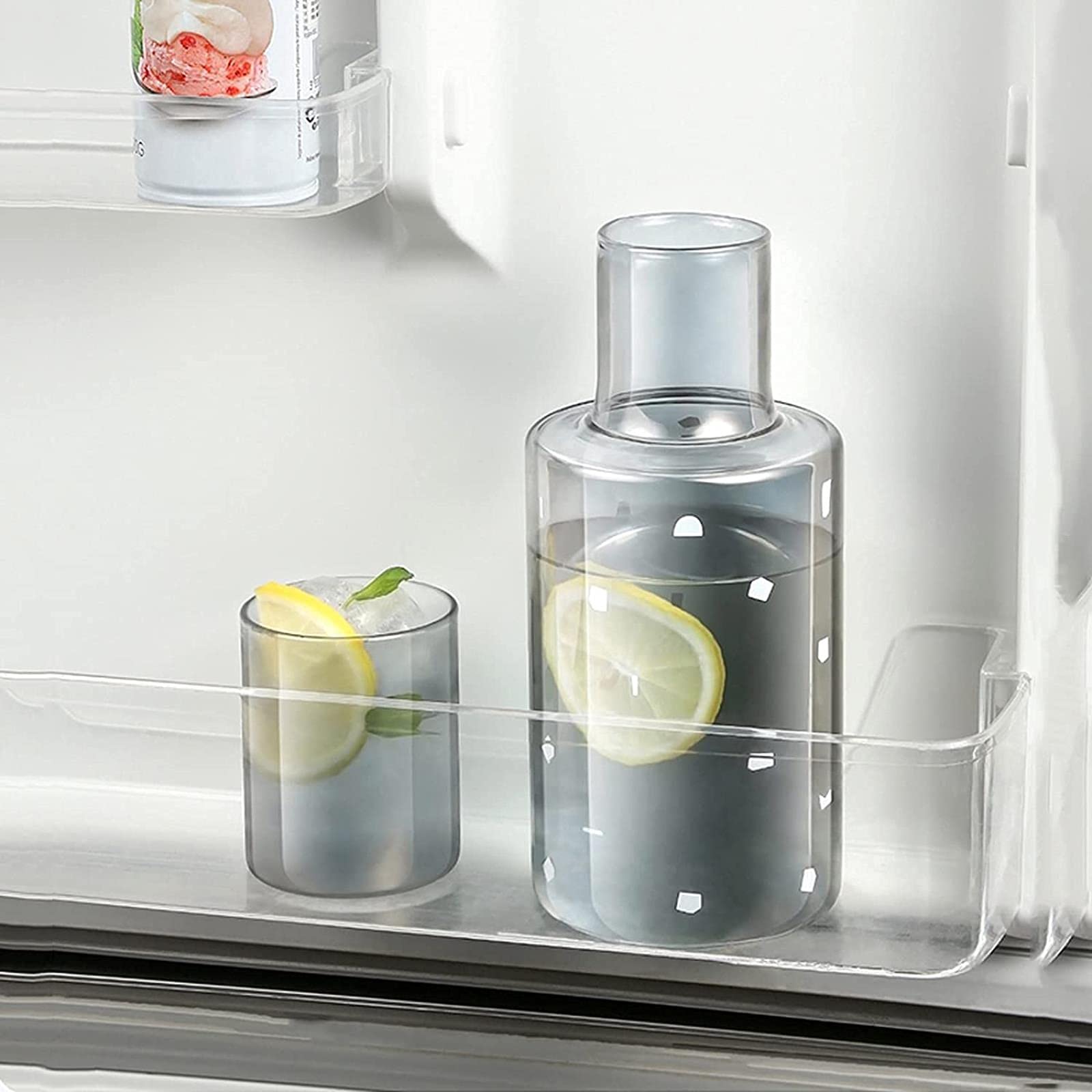 Jarra de Agua Simple Jarra de Vidrio de 33.8 oz con Taza de Agua Jarra de Agua fría Resistente a Altas temperaturas Jarra de Jugo Tetera Jarra de Leche Jarra de Agua