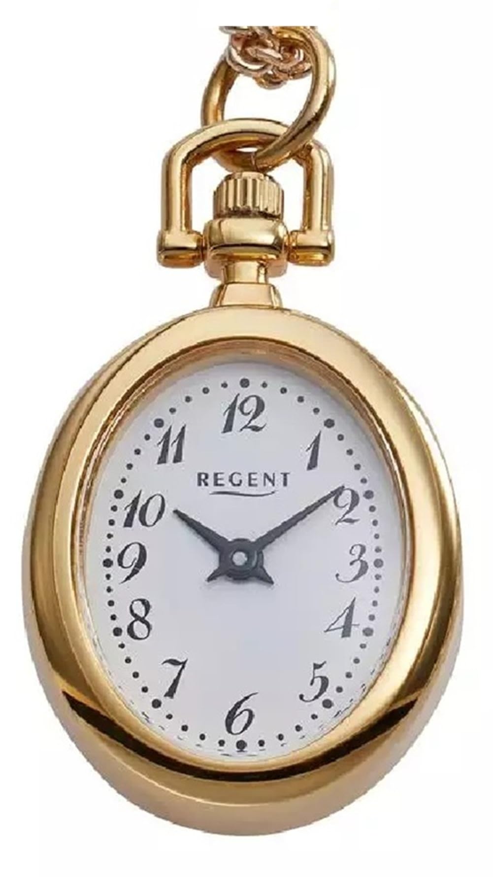 RegentP-780 - Orologio a Catena, ovale, 21 x 26 mm, 2 pezzi, Con Catena a Maglia barbazzale, 70 cm, Colore: ORO