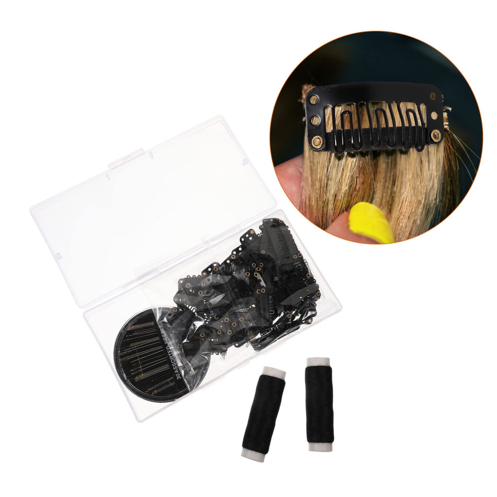 minkissy 3sets Clip Per Parrucche e Needles t Per Cucire Di Accessori Per Estensioni e Parrucche Facili Da Usare