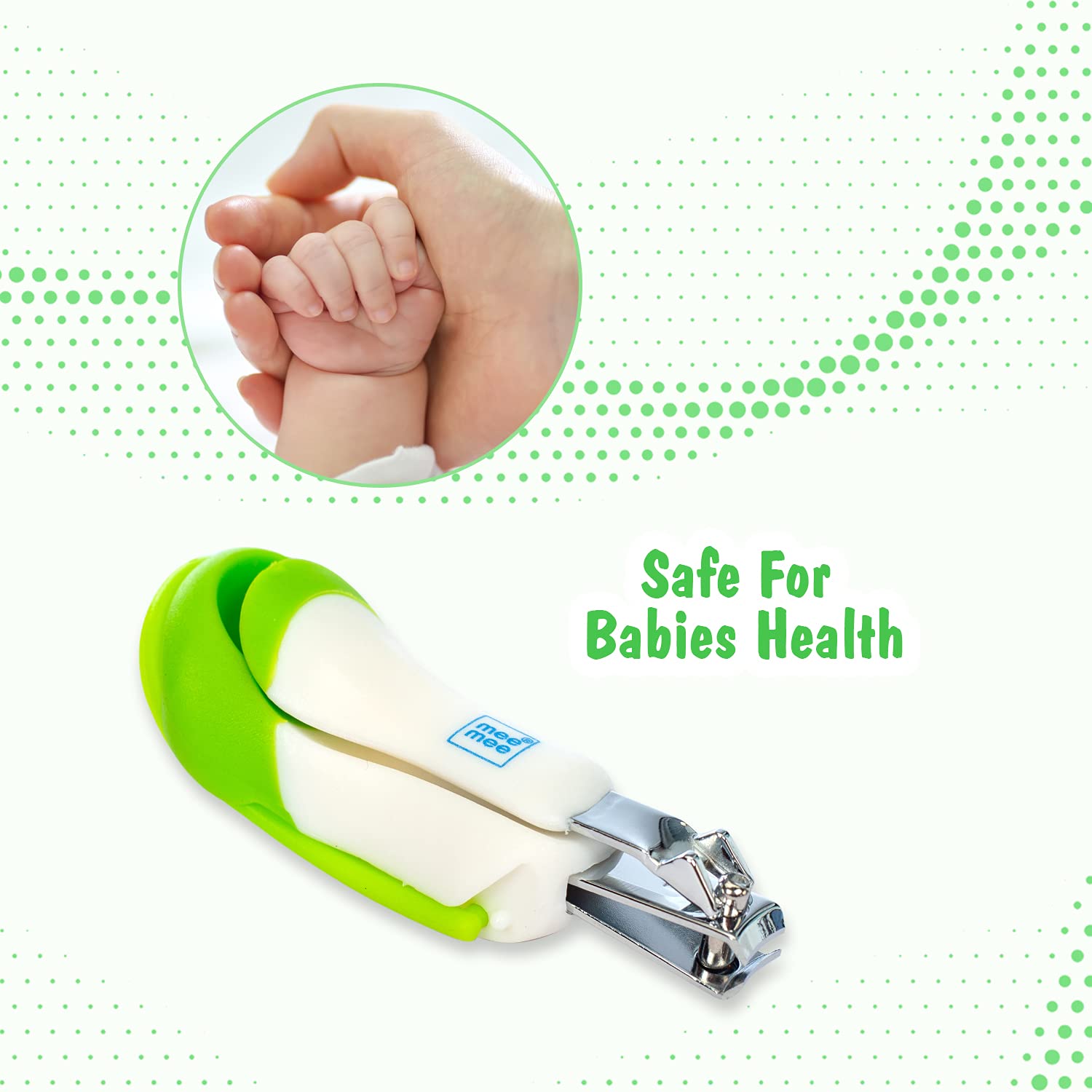 Mee Mee Gentle Nail Clipper (Pack of 2 - With Magnifier, White/Green) 1