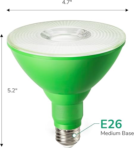 Miniatura 7 de EDISHINE Decoraciones de Navidad Bombillas de Luz de Inundación LED Verdes PAR38 para Exteriores, Bombilla LED Regulable, 18W (Equivalente a 120W),