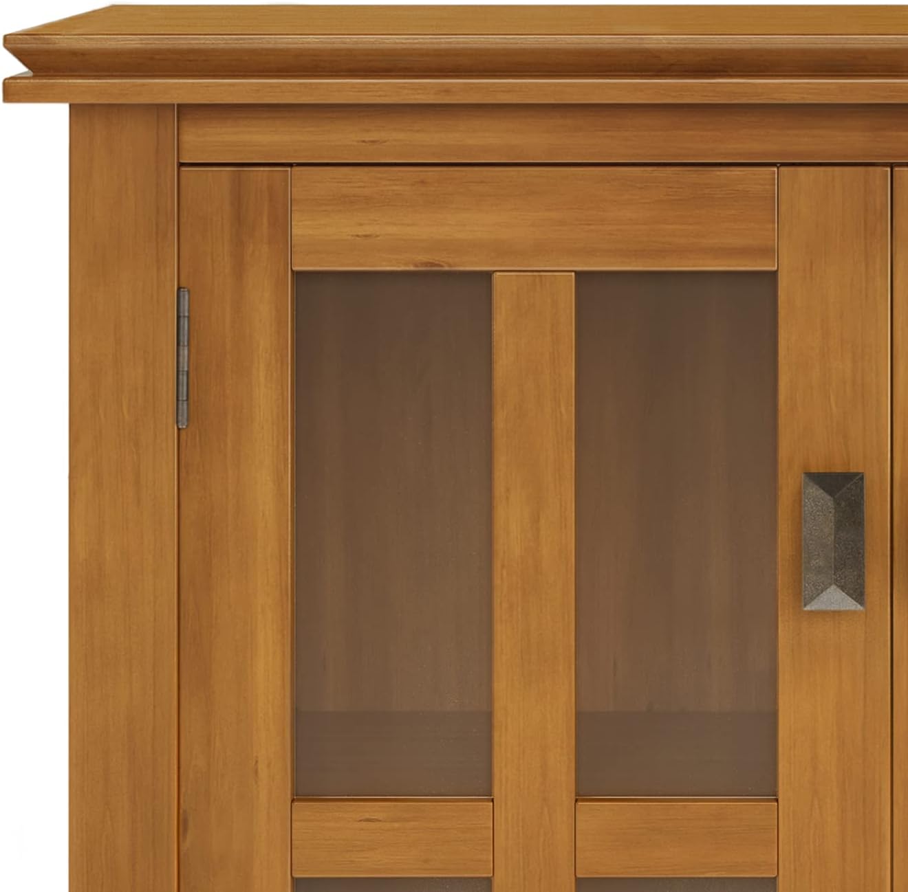 SIMPLIHOME Artisan Storage Cabinet - 30 inch Wide Solid Wood Low Storage Cabinet in Honey Brown, Contemporary Accent Cabinet for Living Room or Dining Room with Glass Doors and Adjustable Shelves