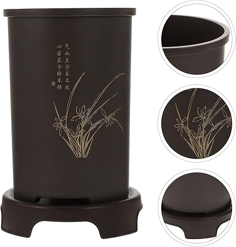 Miniatura 7 de GANAZONO Decoración al aire libre, 1 juego de macetas de orquídeas de estilo chino, maceta de bonsái, macetas retro con bandeja de jardín, maceta de