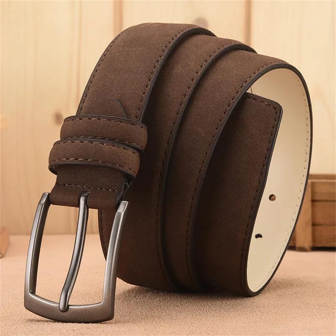 Yeuyyben Cinturón de piel sintética para hombre, con hebilla de metal, casual, para negocios, jeans