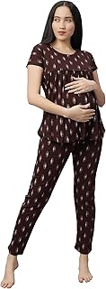 DZZO Women's Cotton Printed Maternity Night Suit Comfortable Feeding Night Dress Soft & Breathable Nursing Pajama Set
