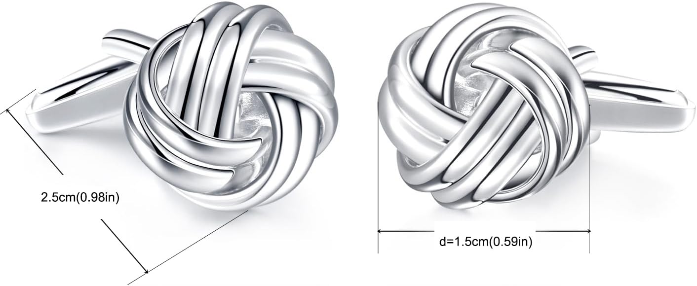 HONEY BEAR Twist Knot Cufflinks Steel for Mens Shirt Wedding Business Gift