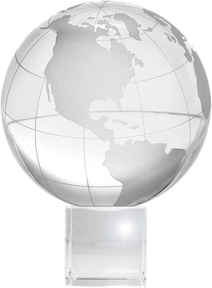 Amlong Crystal Globe (3 inch Diameter) on Crystal Stand with Gift Box - 4.75 Inch Tall